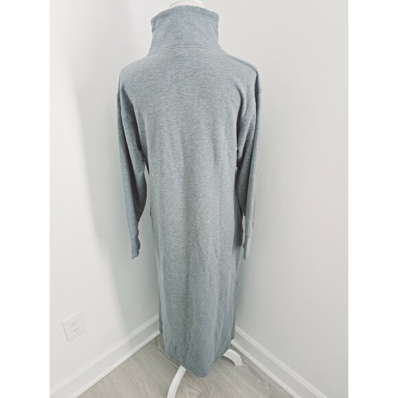 Haven Well Within Fleece Turtleneck Mock Midi Gray Sweater Sweat Shirt Dress M - Picture 10 of 13